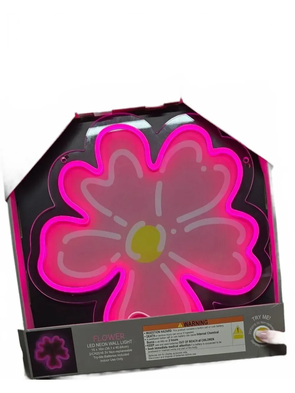 Flower LED Neon Wall Light 15x16in Pink